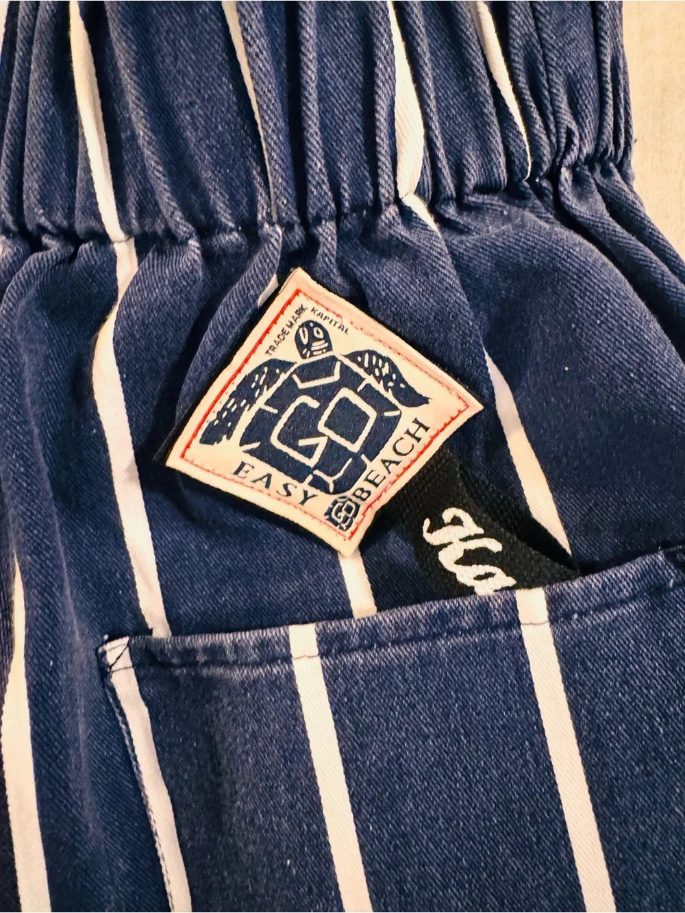 Kapital Navy White Stripe Easy Shorts Elastic Waist Japan - Picture 5 of 8